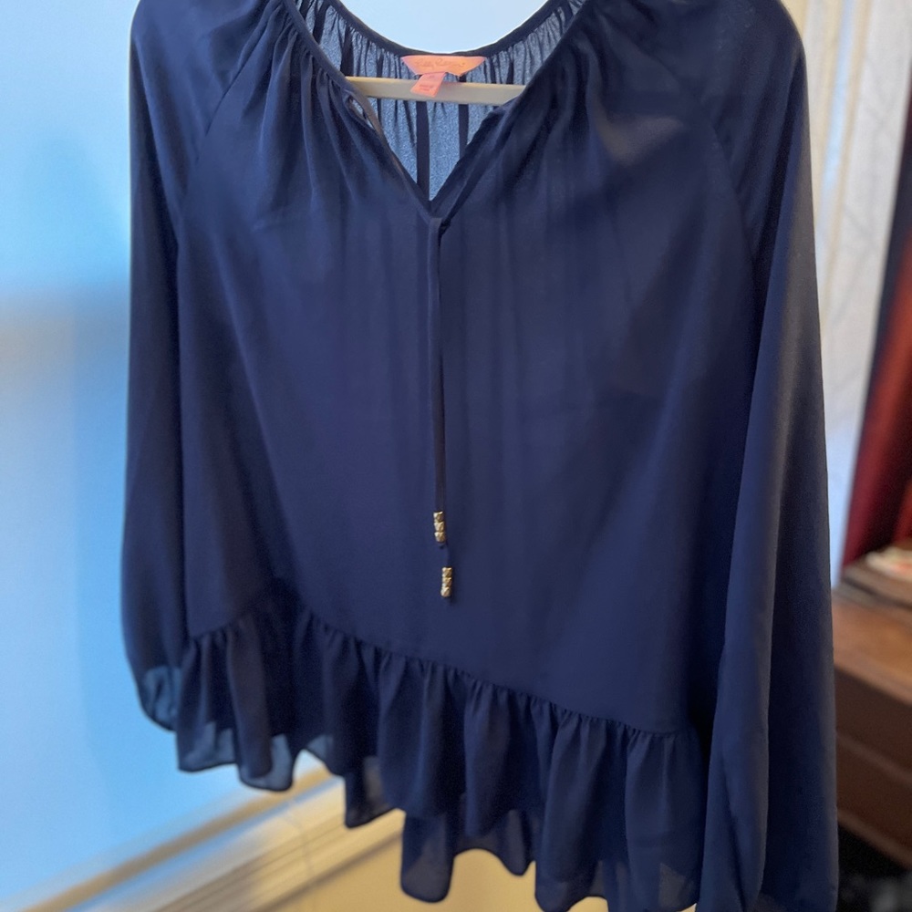 Lilly Pulitzer Navy Flowy Top s M